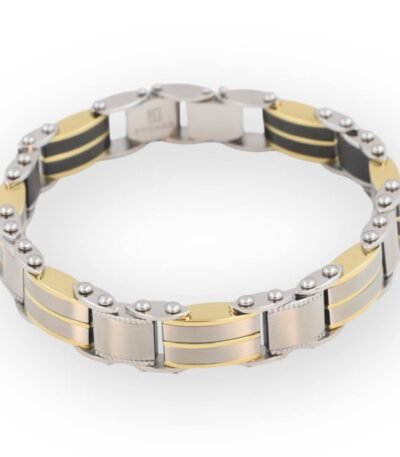 Man Bracelet Double face #02013 black with gold